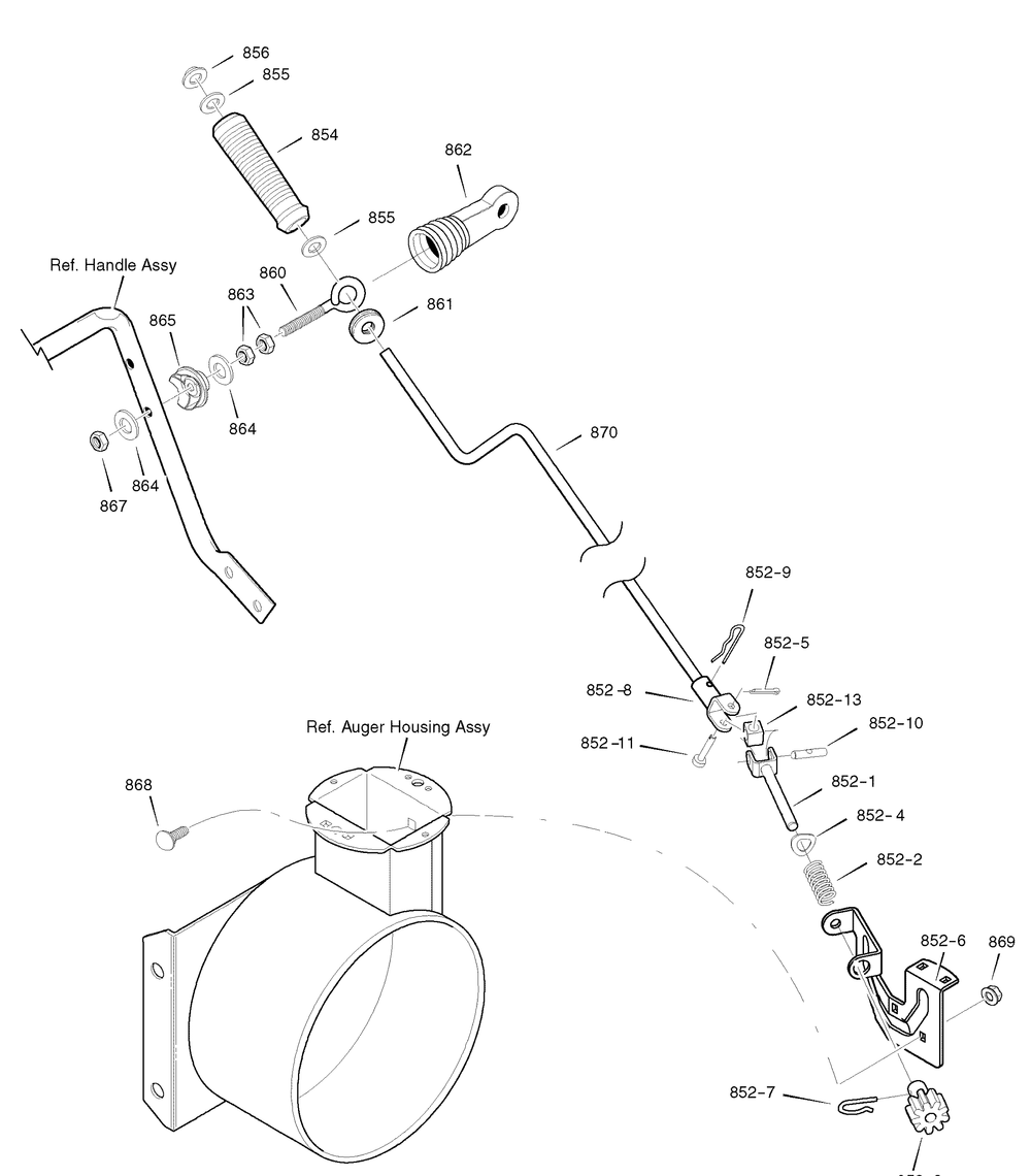 Chute Rod Diagram and Parts List for 1695374-6271100X83 2007 Briggs and Stratton Snow Blower